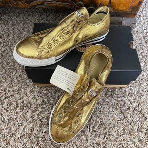 Gold Converse All Star Low-Top Shoes RARE